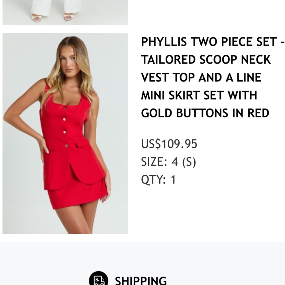 Showpo Red Gold Buttoned A-Line Mini Dress